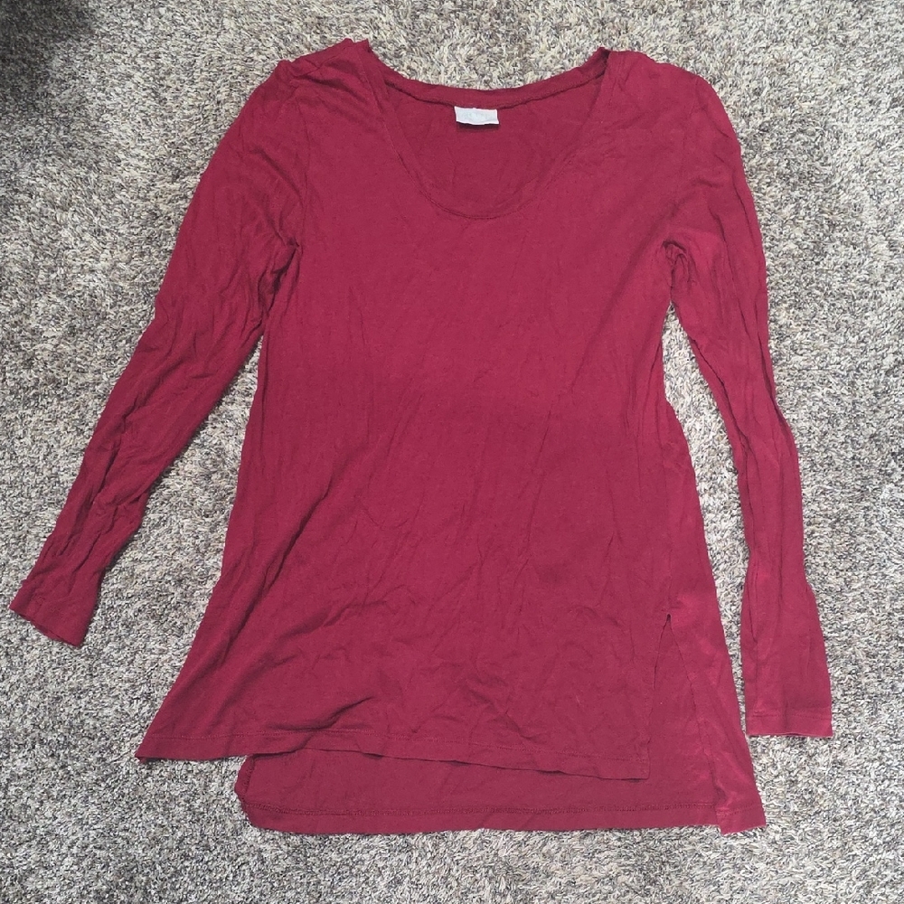 Women's Burgundy Long Sleeve Top
